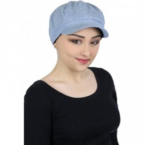 Newsboy Caps Newsboy Cap for Women Cabbie Gatsby Summer Hats Ladies Chemo Headwear Head Coverings Denim (Chambray) - C418OA3G...