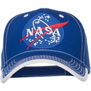 Baseball Caps NASA Lunar Patched Cotton Twill Cap - Royal White - C51299904MX $23.55