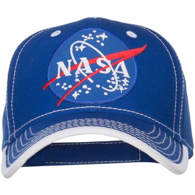 Baseball Caps NASA Lunar Patched Cotton Twill Cap - Royal White - C51299904MX $23.55