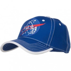 Baseball Caps NASA Lunar Patched Cotton Twill Cap - Royal White - C51299904MX $23.55