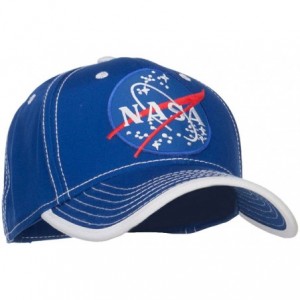 Baseball Caps NASA Lunar Patched Cotton Twill Cap - Royal White - C51299904MX $23.55