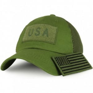 Baseball Caps USA American Flag Embroidered Removable Tactical Patch Micro Mesh Cap - Olive - C5183KCQ3HM $19.25