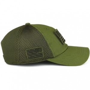 Baseball Caps USA American Flag Embroidered Removable Tactical Patch Micro Mesh Cap - Olive - C5183KCQ3HM $19.25