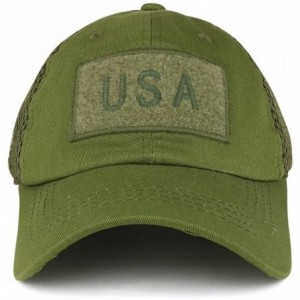 Baseball Caps USA American Flag Embroidered Removable Tactical Patch Micro Mesh Cap - Olive - C5183KCQ3HM $19.25
