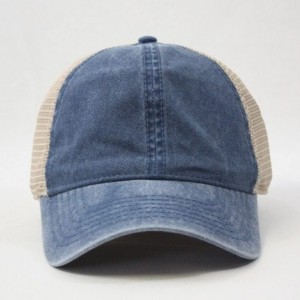 Baseball Caps Vintage Washed Cotton Soft Mesh Adjustable Baseball Cap - Navy/Navy/Khaki 96r - CM182KNH0N4 $10.61