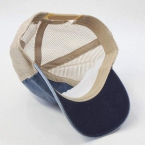 Baseball Caps Vintage Washed Cotton Soft Mesh Adjustable Baseball Cap - Navy/Navy/Khaki 96r - CM182KNH0N4 $10.61