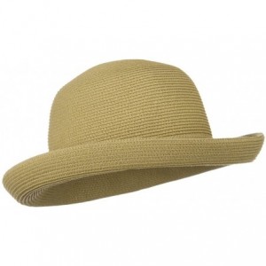 Sun Hats UPF 50+ Cotton Paper Braid Med Kettle Brim Hat - Tan - Other - C5116MT6G2B $47.33