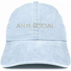 Baseball Caps Anti Social Embroidered Soft Crown Cotton Adjustable Cap - Light Blue - CC185LTIHDW $13.49