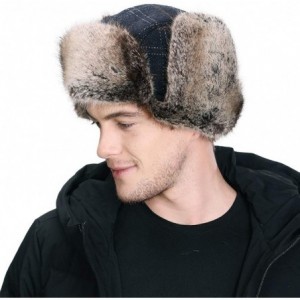 Bomber Hats Stylish Plaid Winter Wool Trapper Faux Fur Earflap Hunting Hat Ushanka Russian Cold Weather Thick Lined - C8192I6...