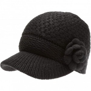 Skullies & Beanies Women's Knitted Newsboy Hat Double Layer Visor Beanie Cap with Soft Warm Fleece Lining - CF18YW8EERG $11.24