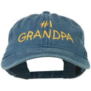 Baseball Caps Number 1 Grandpa Letters Embroidered Washed Cotton Cap - Navy - CB11NY324O7 $19.43