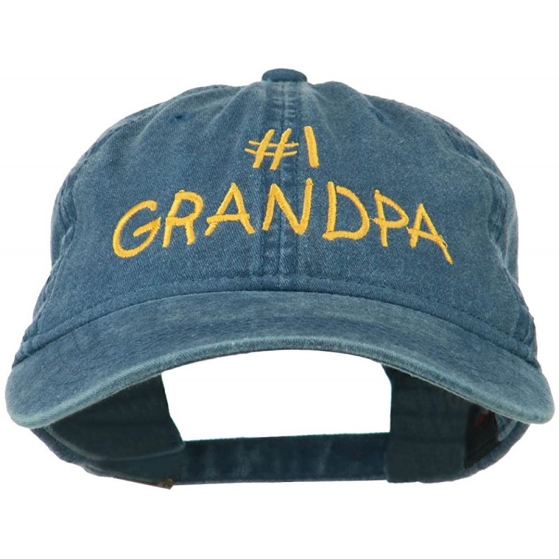 Baseball Caps Number 1 Grandpa Letters Embroidered Washed Cotton Cap - Navy - CB11NY324O7 $19.43