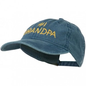 Baseball Caps Number 1 Grandpa Letters Embroidered Washed Cotton Cap - Navy - CB11NY324O7 $19.43