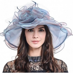 Sun Hats Lightweight Kentucky Derby Church Dress Wedding Hat S052 - S042-peacock Blue - CI12EGMQGCP $26.12