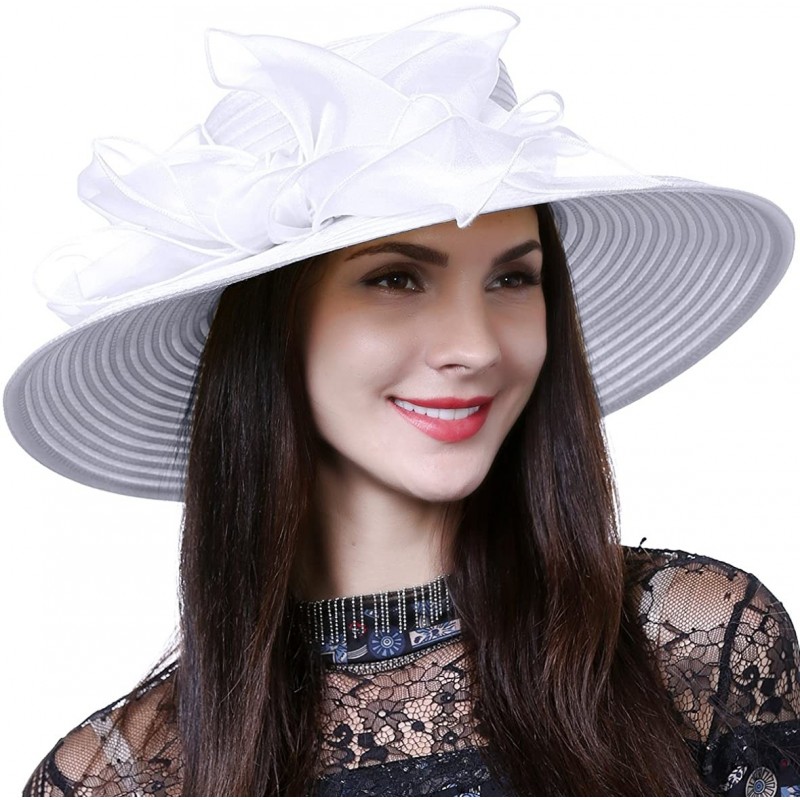 Sun Hats Lightweight Kentucky Derby Church Dress Wedding Hat S052 - S062-white - CA12CEWPOV3 $31.06