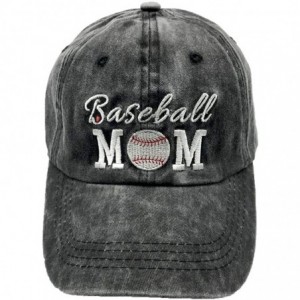 Baseball Caps Women's Baseball Mom Baseball Hat Embroidered Washed Cotton Denim Cap - Baseball Mom - Black - C918SCR25CG $16.11