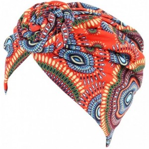 Skullies & Beanies Women Pleated Twist Turban African Printing India Chemo Cap Hairwrap Headwear - Red1 - CM18A4OSGIW $17.96