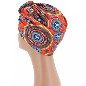 Skullies & Beanies Women Pleated Twist Turban African Printing India Chemo Cap Hairwrap Headwear - Red1 - CM18A4OSGIW $10.33