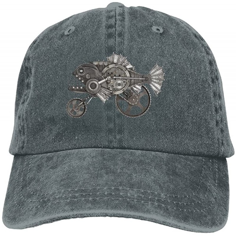 Cowboy Hats Mechanical Piranha Trend Printing Cowboy Hat Fashion Baseball Cap for Men and Women Black - Asphalt - C31807R47Q5...