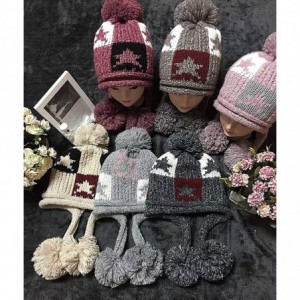 Skullies & Beanies Women's Girls Cute Winter Cozy Earflap Knitted Pom Pom Hat Beanies - Pink - CJ1930HQXH0 $18.21