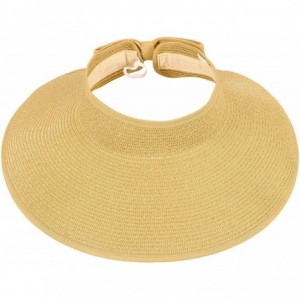 Sun Hats Spring/Summer Classics Edition Straw Roll-able Sun Visor Hat - Beige - CH18DN4O98T $11.96
