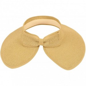 Sun Hats Spring/Summer Classics Edition Straw Roll-able Sun Visor Hat - Beige - CH18DN4O98T $11.96