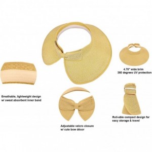 Sun Hats Spring/Summer Classics Edition Straw Roll-able Sun Visor Hat - Beige - CH18DN4O98T $11.96