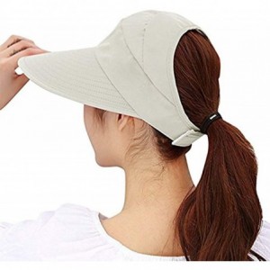 Sun Hats Sun Hats Women Large Wide Brim UV Protection Summer Beach Packable Visor - Beige+black - C718QNEM5QS $12.29