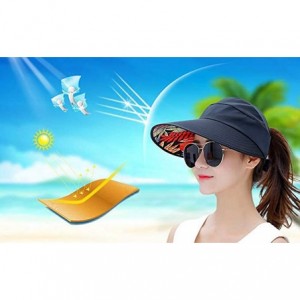 Sun Hats Sun Hats Women Large Wide Brim UV Protection Summer Beach Packable Visor - Beige+black - C718QNEM5QS $12.29