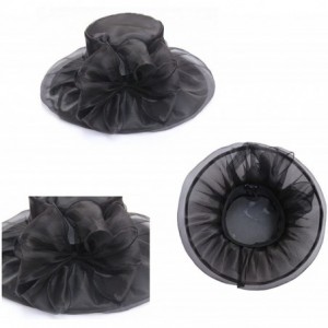 Sun Hats Women Kentucky Derby Church Cap Wide Brim Summer Sun Hat for Party Wedding - 1-black - C2189XOS6G8 $19.17