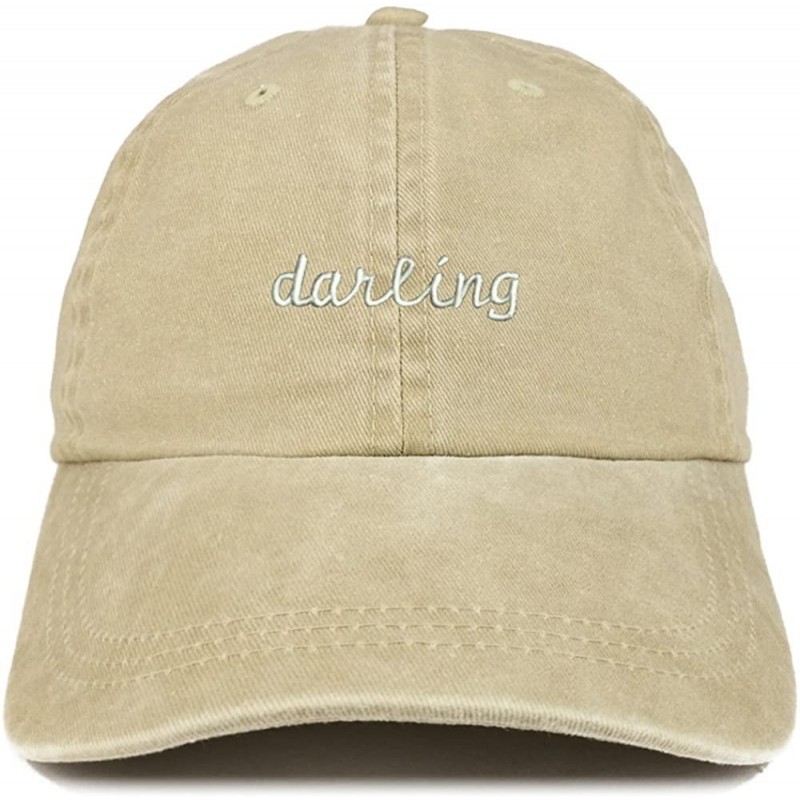 Baseball Caps Darling Embroidered Washed Cotton Adjustable Cap - Khaki - C312KIK5I0P $15.78