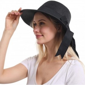 Sun Hats Womens Floppy Foldable Classic Packable - Black - CF194L3GXN4 $14.52
