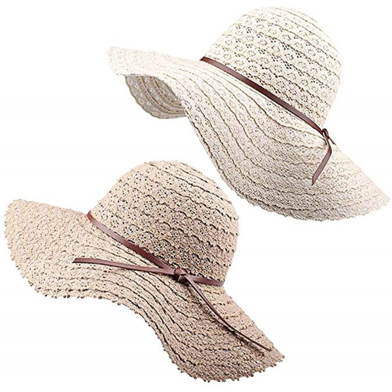 Sun Hats Wide Brim Summer Beach Sun Hats for Women UPF Woman Foldable Floppy Travel Packable Cotton Sun Hat - CF18TK56K9M $17.75