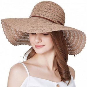 Sun Hats Wide Brim Summer Beach Sun Hats for Women UPF Woman Foldable Floppy Travel Packable Cotton Sun Hat - CF18TK56K9M $17.75