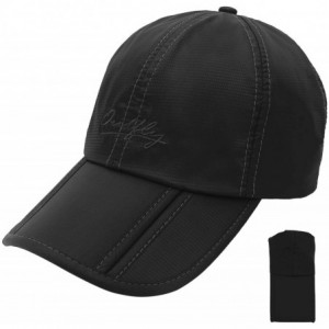 Baseball Caps Foldable Baseball Cap Summer Running Cap for Men and Women Gift Hat Storage Bag - Black - C418NG7XCC4 $11.20