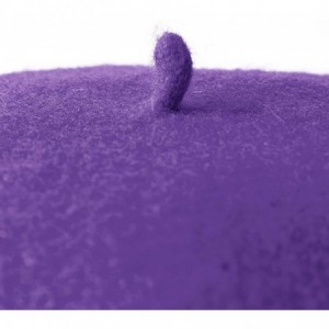 Berets Wool Beret Hat Solid Color French Artist Beret Skily Scarf Brooch - Purple - C218CO8QG4C $20.22