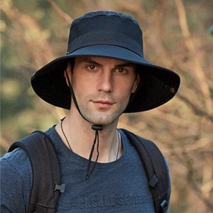 Bucket Hats Outdoor UPF 50+ UV Sun Protection Waterproof Breathable Wide Brim Bucket Sun Hat for Men/Women - Black-2 - CI196N...