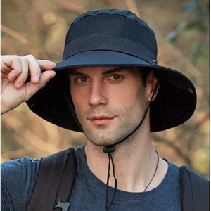 Bucket Hats Outdoor UPF 50+ UV Sun Protection Waterproof Breathable Wide Brim Bucket Sun Hat for Men/Women - Black-2 - CI196N...