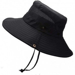 Bucket Hats Outdoor UPF 50+ UV Sun Protection Waterproof Breathable Wide Brim Bucket Sun Hat for Men/Women - Black-2 - CI196N...