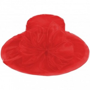 Sun Hats Women Kentucky Derby Ascot Girls Tea Party Dress Church Lace Hats - Red - C712526T3ER $17.13