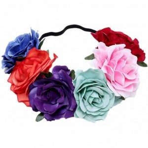 Headbands Love Fairy Bohemia Stretch Rose Flower Headband Floral Crown for Garland Party - Colorful 4 - CU18WIRTH8S $21.64