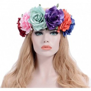 Headbands Love Fairy Bohemia Stretch Rose Flower Headband Floral Crown for Garland Party - Colorful 4 - CU18WIRTH8S $12.81