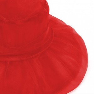Sun Hats Women Kentucky Derby Ascot Girls Tea Party Dress Church Lace Hats - Red - C712526T3ER $17.13