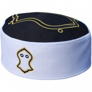 Skullies & Beanies Exclusive Black White Golden Embroidered Sandal Kufi Crown Cap Muslim Hat - CP17YHYCL2Y $24.36
