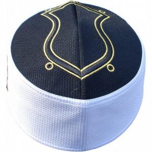 Skullies & Beanies Exclusive Black White Golden Embroidered Sandal Kufi Crown Cap Muslim Hat - CP17YHYCL2Y $24.36
