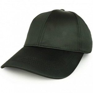 Baseball Caps Plain Adjustable Satin Baseball Cap - Black - CB188OSLWKI $12.67