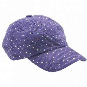 Baseball Caps Glitzy Game Crystal Sequin Trim Women's Adjustable Glitter Baseball Cap PURPLE - CQ11U7YJ5AL $11.71