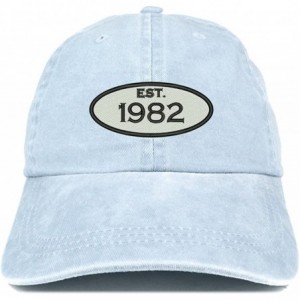 Baseball Caps Established 1982 Embroidered 38th Birthday Gift Pigment Dyed Washed Cotton Cap - Light Blue - CY180MYYWOA $33.41