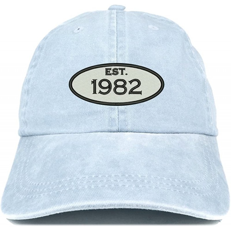 Baseball Caps Established 1982 Embroidered 38th Birthday Gift Pigment Dyed Washed Cotton Cap - Light Blue - CY180MYYWOA $19.78