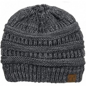 Skullies & Beanies Cable Knit Beanie Messy Bun Ponytail Warm Chunky Hat - Rust - CZ18Y6I99LN $16.41